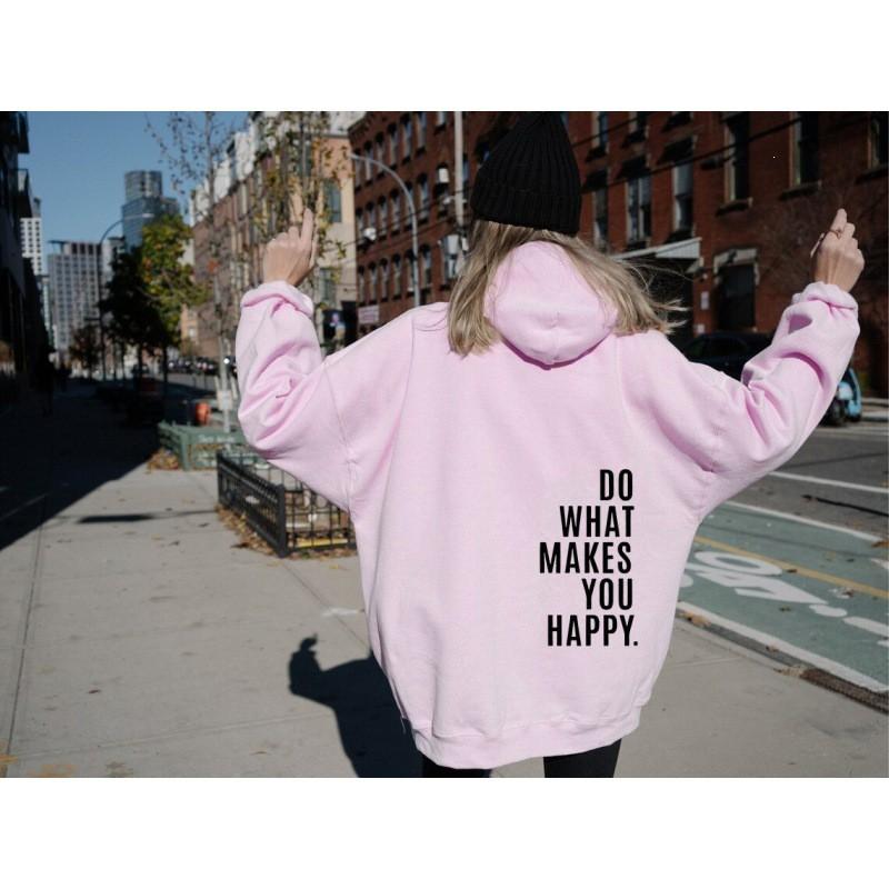 Womens Hooded Sweatshirt Streetwear Loose Fit Long Sleeve Printed Pullover Casual Top
