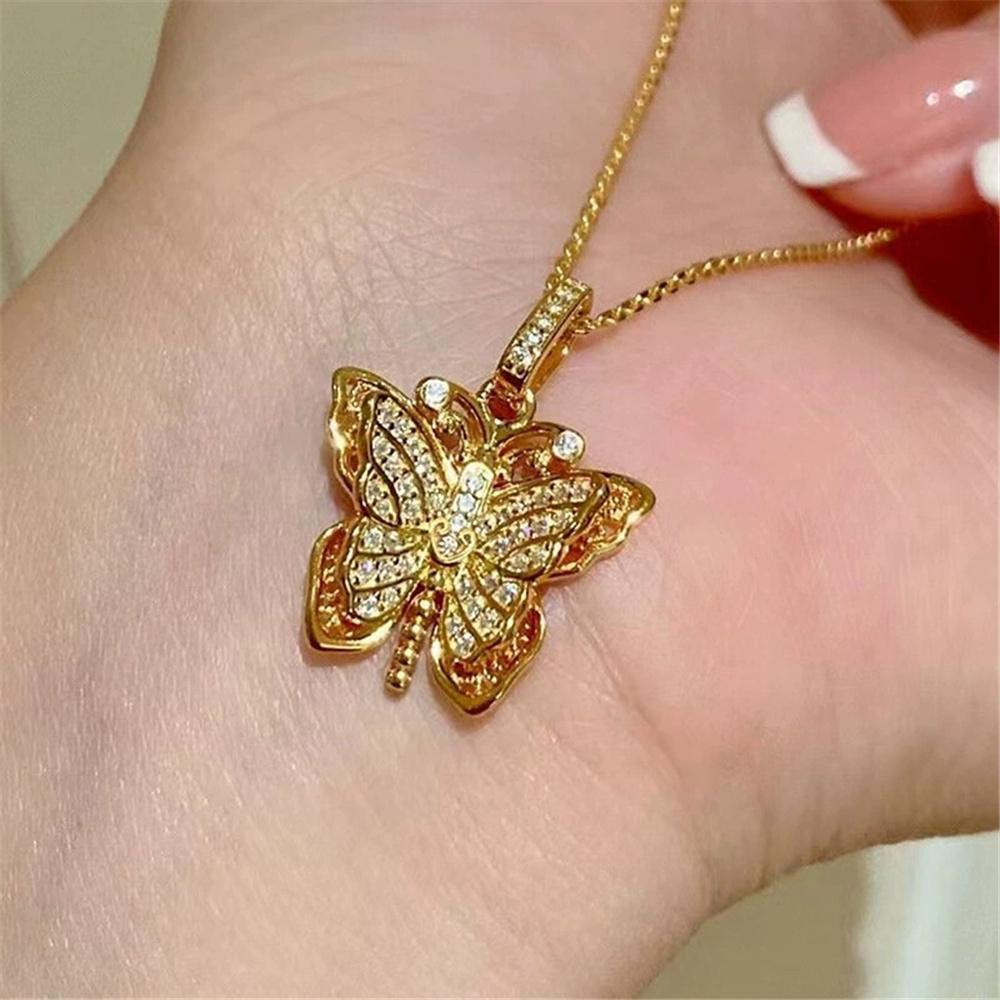 Cute Female Butterfly Pendant Necklace Vintage Silver Color Wedding For Women