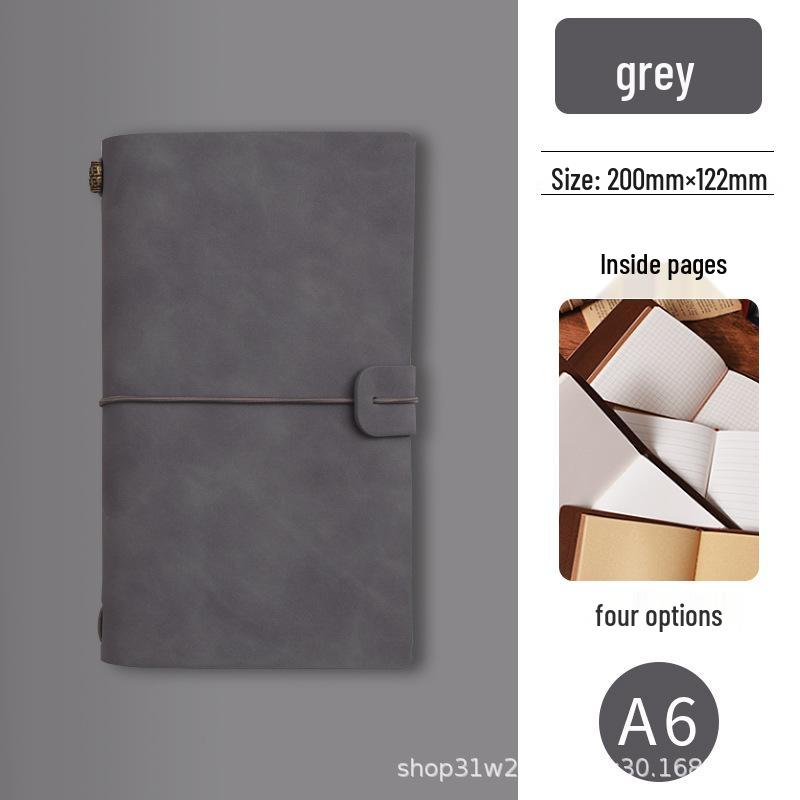 A6 Retro Travel Journal with Strap & Check-in Stamp - Customizable Logo Notebook