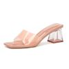 Fashion Women Transparent Crystal Heel Candy Color ZA High Heel Sandals Summer Outdoor Sliders Silver Fashion Shoes
