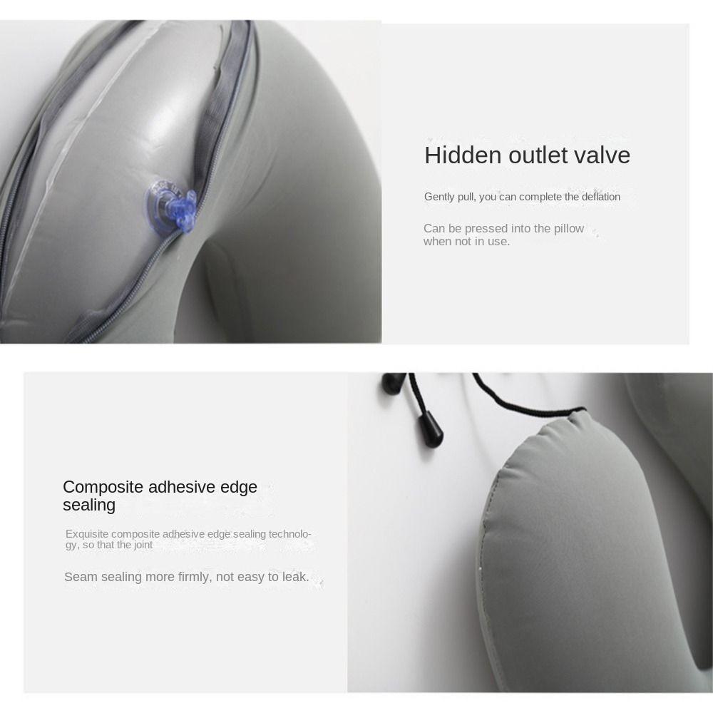 Inflatable U-Shaped Travel Pillow Ice Silk Neck Support Cushion Convenient Neckrest Pad  Airplane