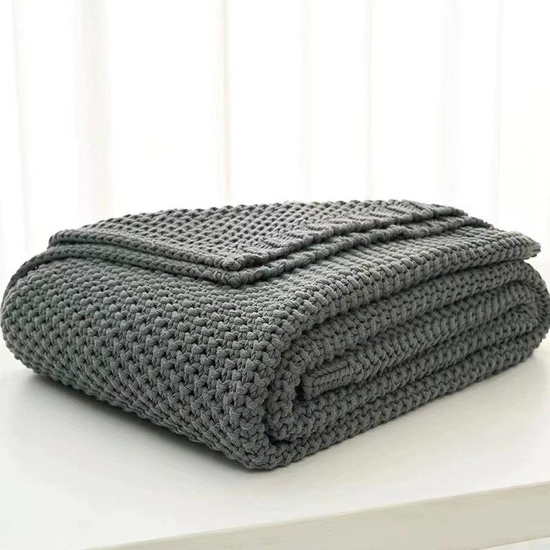 New Nordic Style Fringed Knitted Blanket Office Air Conditioner Lunch Break Blanket Wool Blanket Sofa Blanket Can Be D