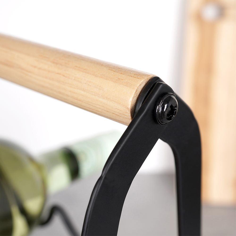 Black metal wine rack for 6 bottles 21x38 cm