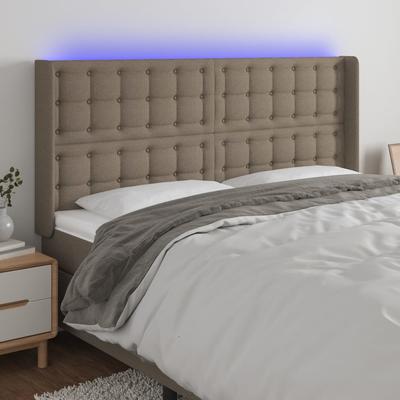 Vidaxl Bed Headboard with LED, Taupe, 203X16X118/128 Cm, Fabric