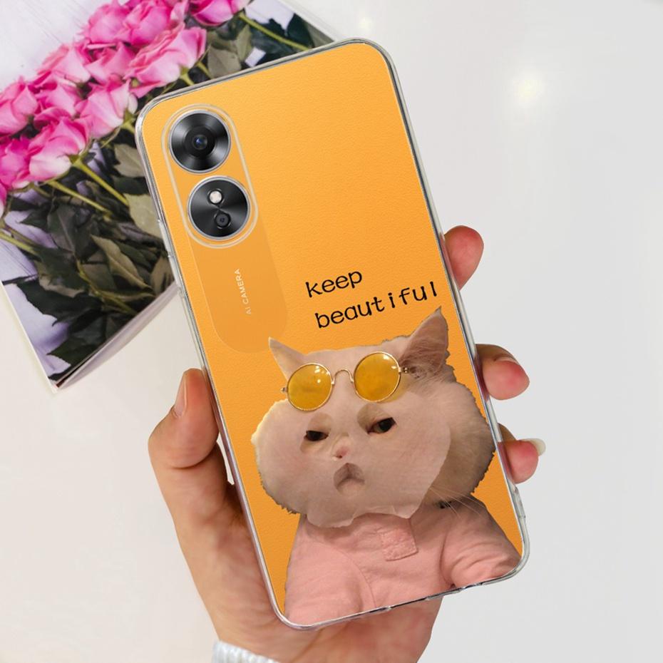 Schöne Hülle mit Aufdruck für OPPO A17 (CPH2477) Weiche Silikon-TPU-Rückabdeckung für Oppo A17 A 17 4G Handyhüllen