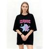 Oversized T-Shirt Black CUSPCI Star Skull Graphic Print Casual Streetwear Fashion Top Women Summer Outfit