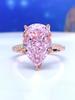 Fashionable, Niche, High-end,versatile 925 Silver Droplet Pink Diamond Ring Inlaid with High Carbon Diamond Temperament