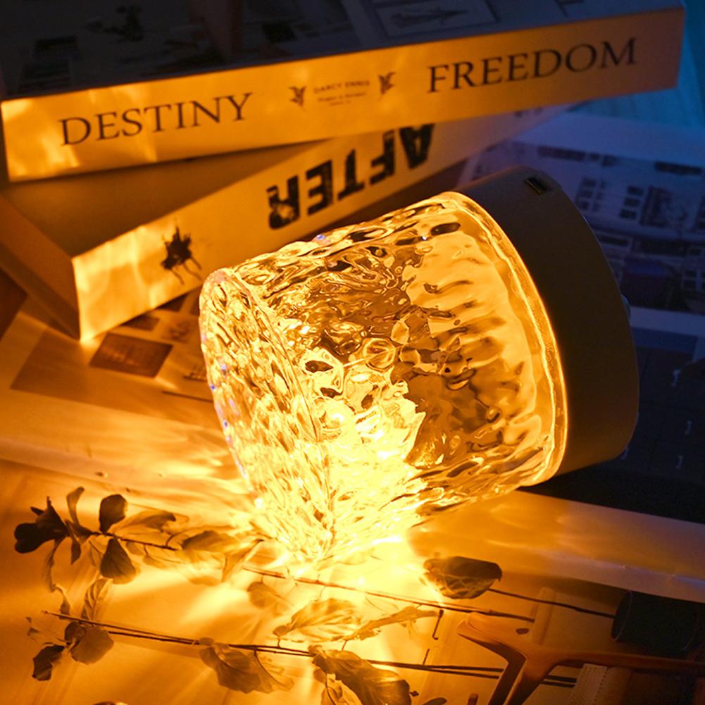 Water Ripple Atmosphere Night Light Portable Bedroom Lamp USB Charging Acrylic Lampshade Wireless for Home Furnishing Decoration