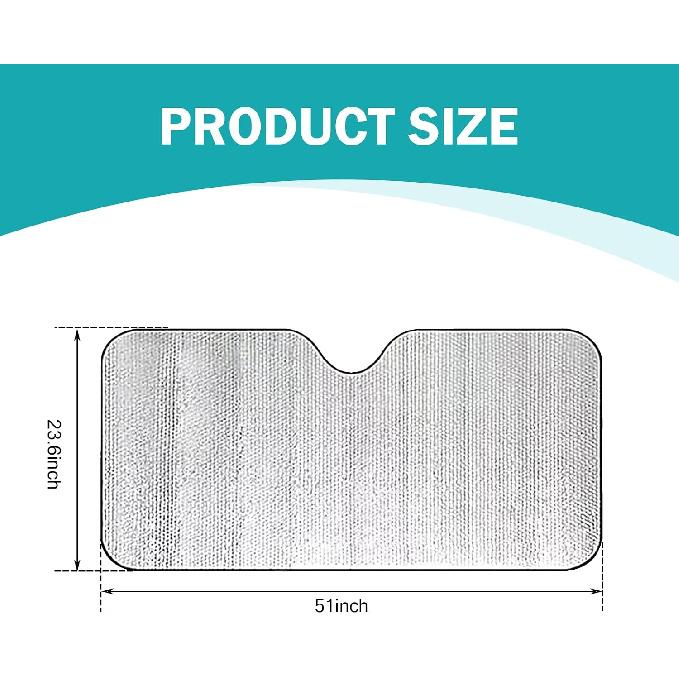 leechio 1 PC Car Windshield Sunshade, 51.1In x 23.6In Front Windshield Foldable Car Sun Visor, Sun Protection UV Multi-purpose Insulated Cover, for