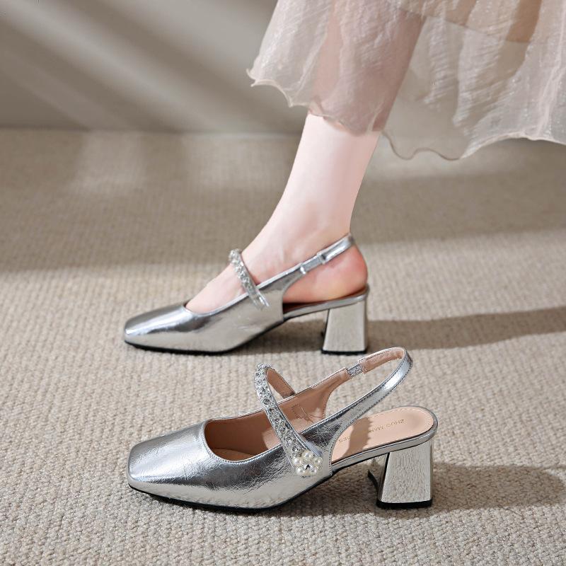 Wear soft-soled women's bag head sandals, new summer models, not tired feet, thick heels, empty and versatile, Mary Jane Xiaoxiangfeng shoes