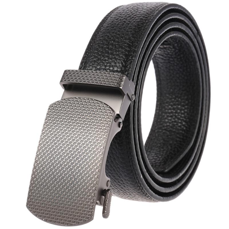 Alloy Automatic Buckle Top Grain Leather Belt - Men's Leather Belt - Genuine Leather Belt