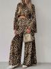 Women's Leopard Print Two Piece Set 2025 Spring New Loose Comfortable Long Sleeve Pants Outfit