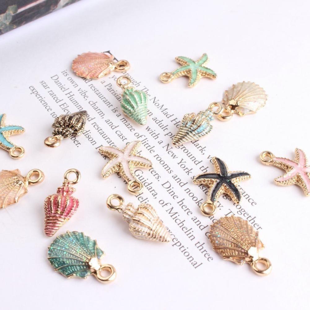 15 Pcs/Set Unisex Jewelry Accessory Shell Conch Starfish Pendant for Necklace Bracelet