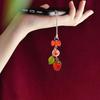 Stylish Acrylic Strawberry Green Leaf Phone Strap Mobile Hanging Decoration Charm for Decorative Fashion Use