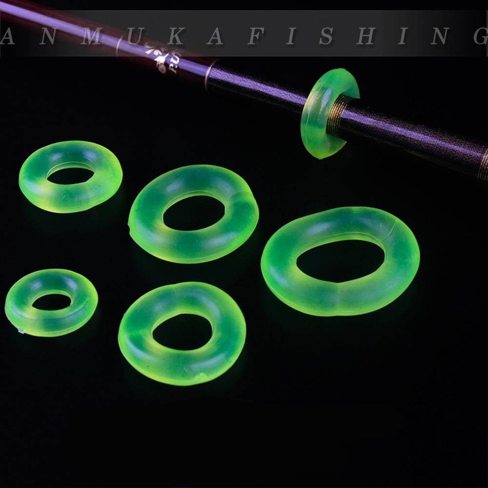 5pcs Fishing Rod Clip Luminous Silicone Rod Stopper O-ring Fishing Accessories
