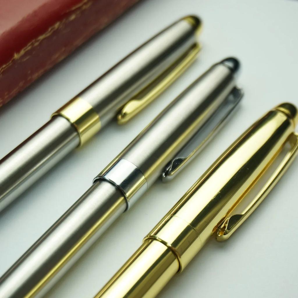 STONEGO Twist Ballpoint Pens Stainless Steel Retractable Ball Pen Smooth Gel Ink Medium Point 1.0mm Black Ink Replaceable Refill