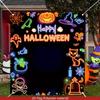 2D Happy Halloween Neon Backdrop Photography Background