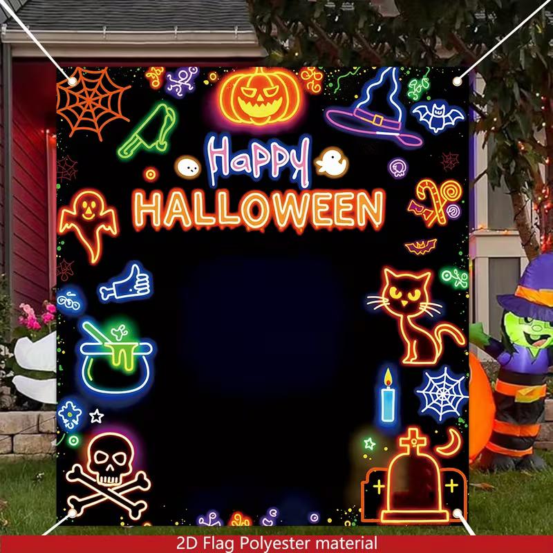 2D Happy Halloween Neon Backdrop Photography Background