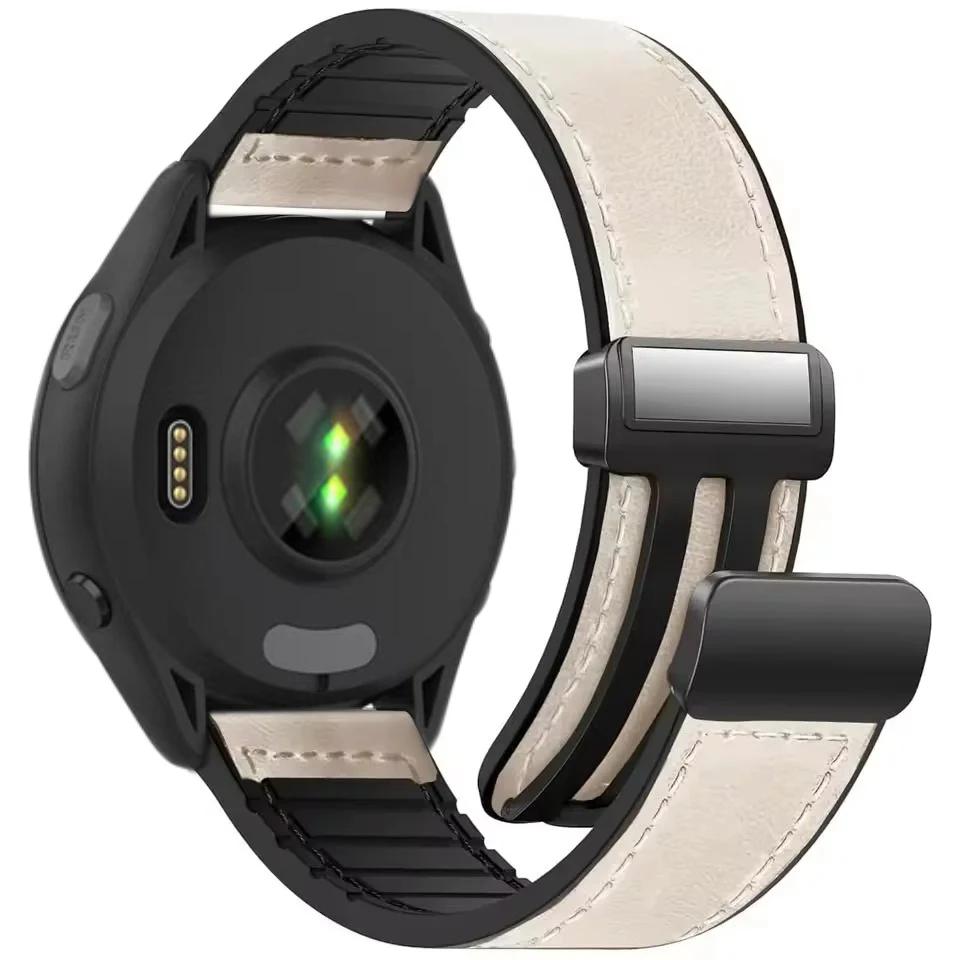 Curea din Piele+Silicon 22mm 20mm pentru Garmin Forerunner 55 165 265 965 255 Brățară de Înlocuire Active 5/Vivomove Trend/Venu 3 2