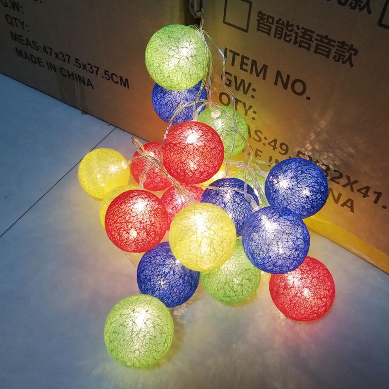 LED Cotton Ball String Lights - Colorful Flashing Lights for Christmas, Festivals, and Indoor Decoration