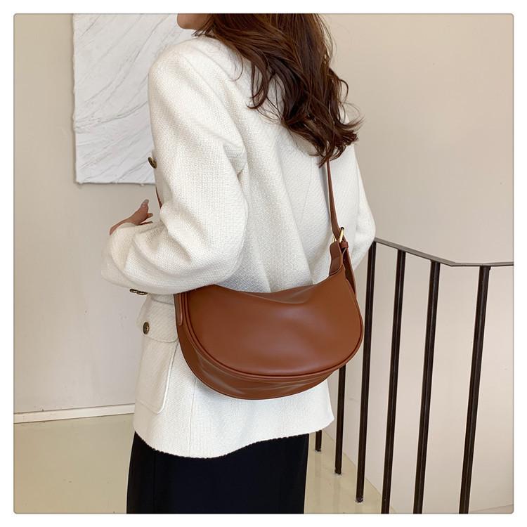 Soft Faux Leather Crescent Moon Bag for Women, Trendy 2026 Minimalist Shoulder Crossbody Purse, Korean Style Fashion Handbag