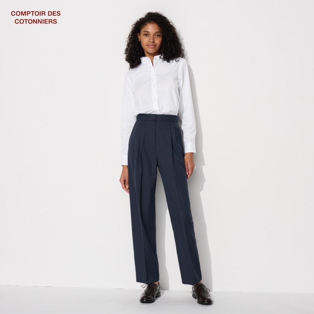 

UNIQLO JAPAN шерстяные брюки с защипами до щиколотки контур де котоньер