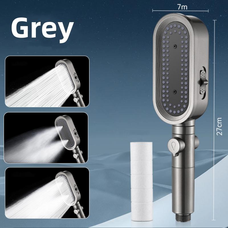 3 Mode Shower Head with Stop Button Flow Adjustable High Pressure Water Boost Shower Head Built In Filter Bathroom Accessories