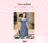 Blue Floral Print Slimming Dress for Middle-Aged and Elderly Women - Summer 2026 Fashion