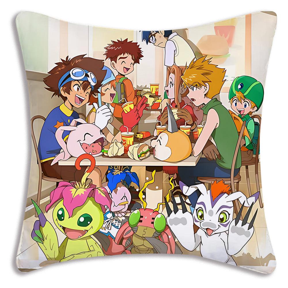 Anime For D-Digimons Pillow Covers Cartoon Sofa Decorative Home Double-sided Printing Short Plush Cute Cushion Cover
