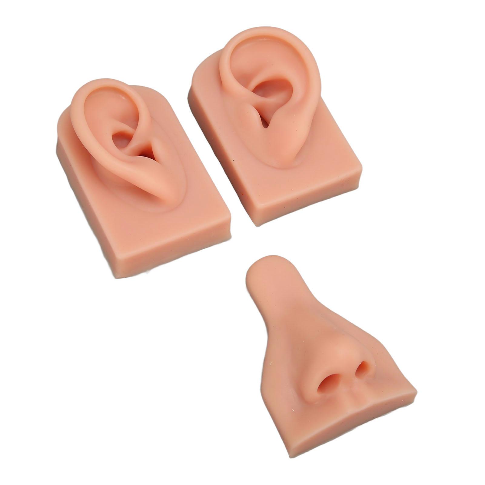 

Silicone Piercing Practice Model Simulation Soft Flexible Nose Ears Model for Display Teaching Light Skin Color
