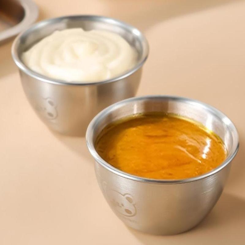Barbecue Dipping Cup Stainless Steel Dipping Sauce Cup Outdoor Portable Seasoning Dish Salad Jam Cup Western Seasoning Dish