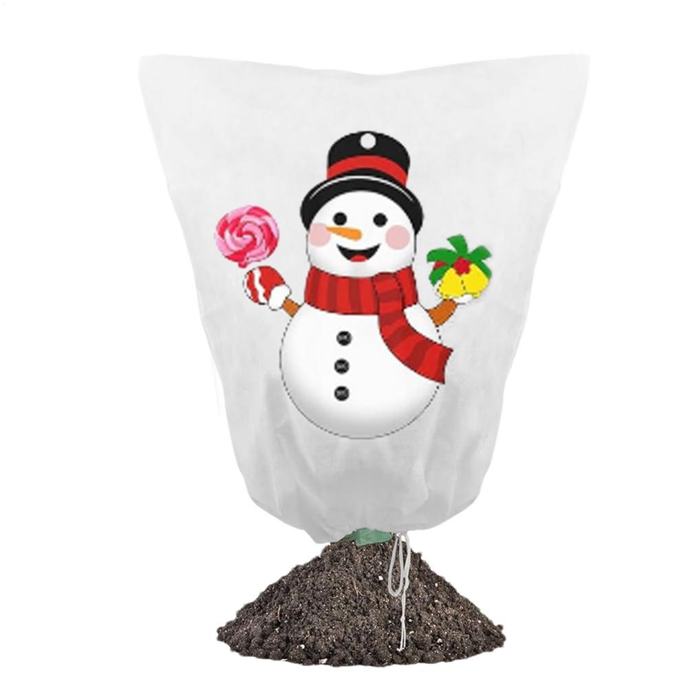Växtfrostskyddskåpor Julmotiv Frostdukar Utomhusväxter Andningsbart Skydd av Non-woven Tyg Med Dragsko