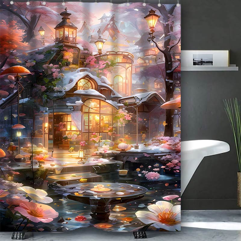 Dream View Cottage  Bathing Curtain  Bathroom Shower Curtain Waterproof With 12 Hooks Home Deco Free Ship