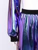 Hip Hop Dance Suit for Women Metallic Shiny Crop Top and Letter Print Cargo Pants for Jazz Disco Stage Bar Outfit