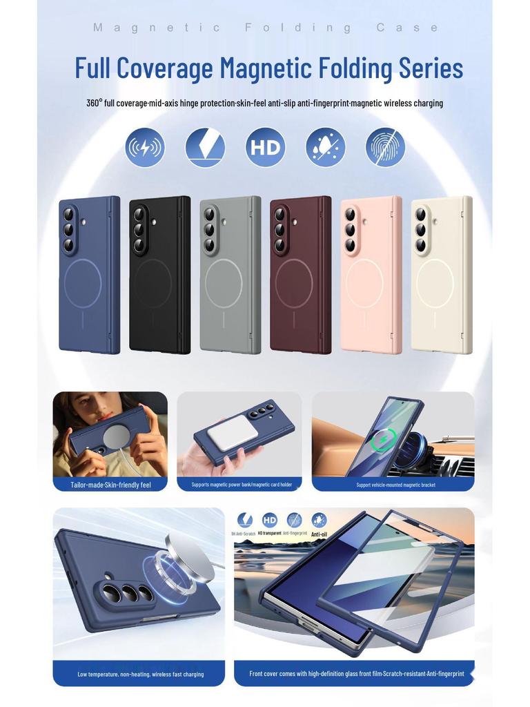 Samsung Z Fold Series Magnetic Wireless Charging Case with Full Coverage and Hinge Film. Compatible with Fold7/6/5/4/3.