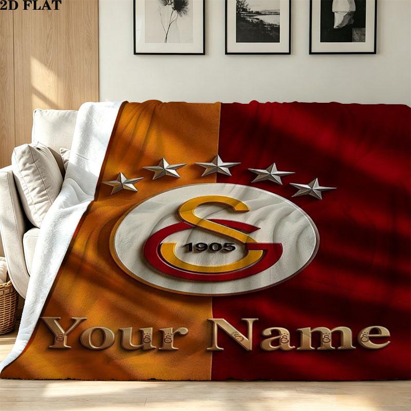 1PC Galatasaray S Custom Name Patterned Flannel Blanket Suitable For All Seasons for Home Decor Warmth and Comfort Gifts Holiday Present