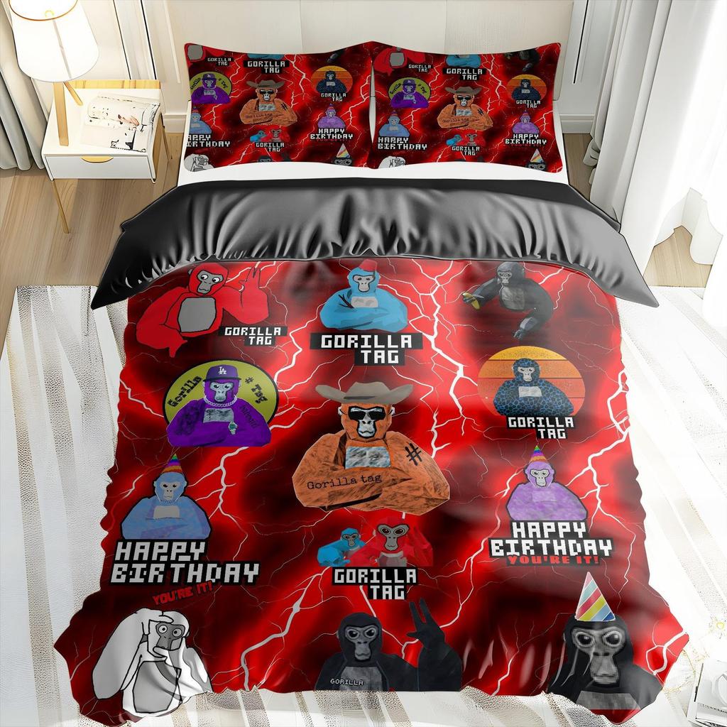 Gorilla Game Three-piece Quilt Cover 3D Digital Printing Bedding Set Bed Cover