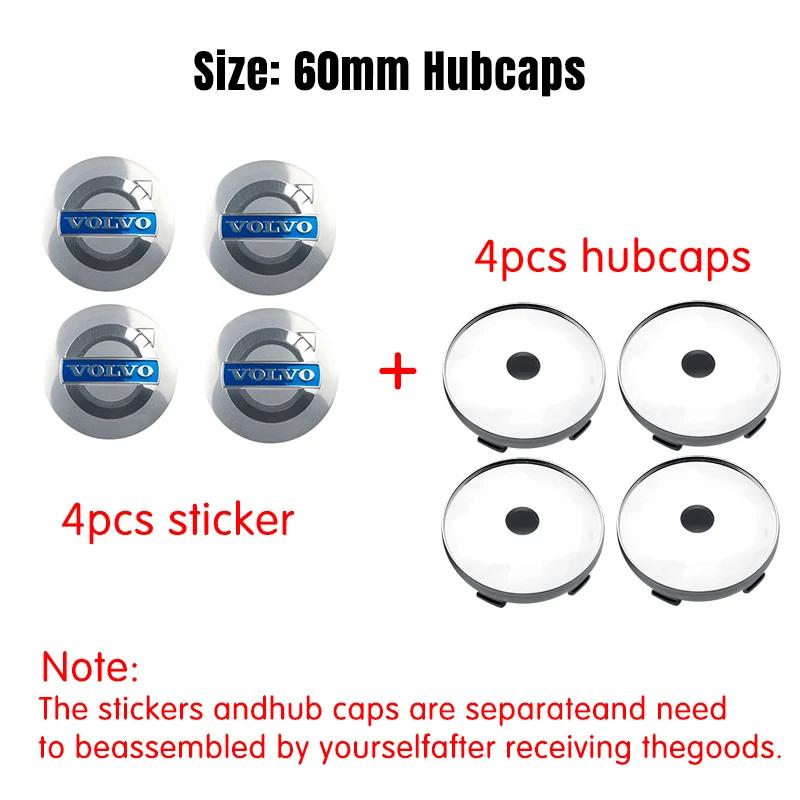 4pcs 56/60mm Car Wheel Center Cover Hub Caps Stickers Accessories For Volvo Rdesign AWD C30 C70 S40 S60 S70 S80 S90 V40 V50 V60