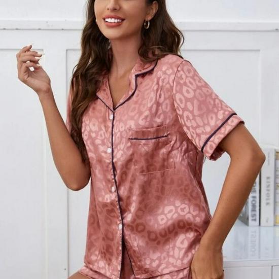 Women's Sexy Print Short-Sleeve Homewear Set - Comfortable Spring/Summer Shorts