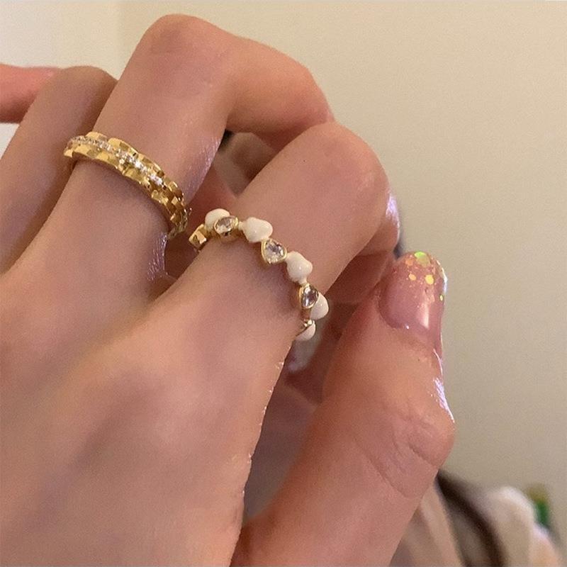 Elegant Heart Design Open Ring For Women Crafted From Durable Copper With Stone Zircon