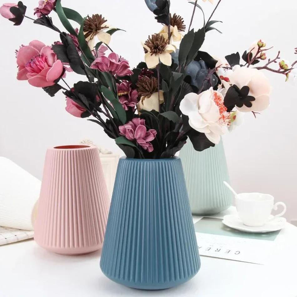Plastic Vase Flower Arrangement Hydroponic Plant Porcelain Home Nordic Decoration Living Room European Style Decor Accessories