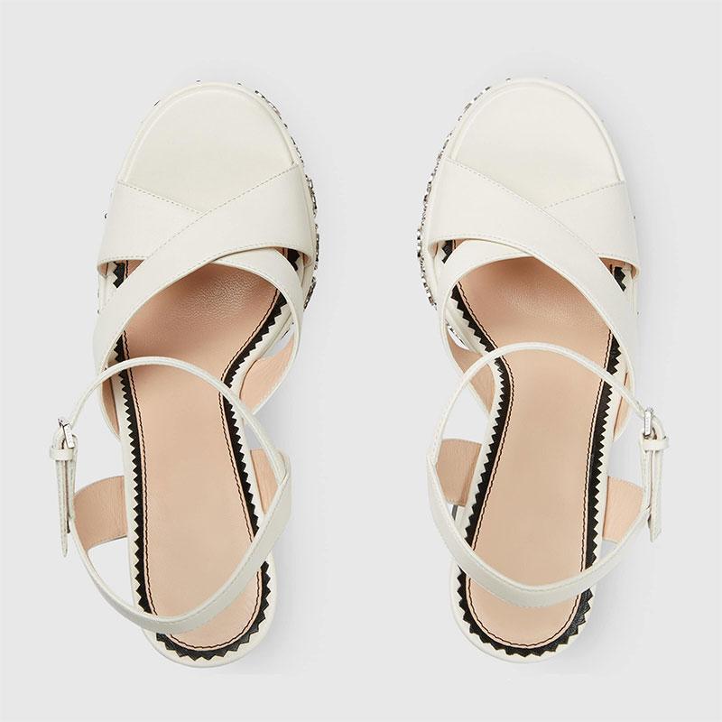 Fashion Fashionable White Black Buckle High Heel Sandals Summer Women's Sexy Waterproof Platform Nightclub Racing Women's Shoes 34-43