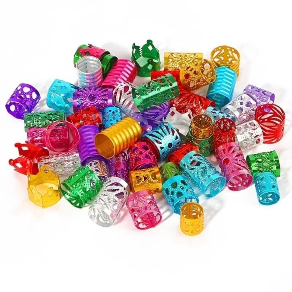 100PCS Aluminum Hair Jewelry Rings Colorful Braid Decoration Rings For Women And Girls