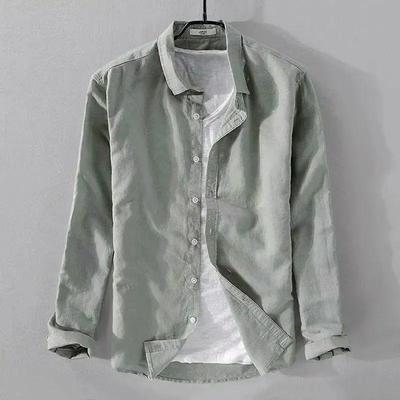 Camicia Casual da Uomo a Maniche Lunghe Colore Unico per la Primavera Semplice Slim Business Casual