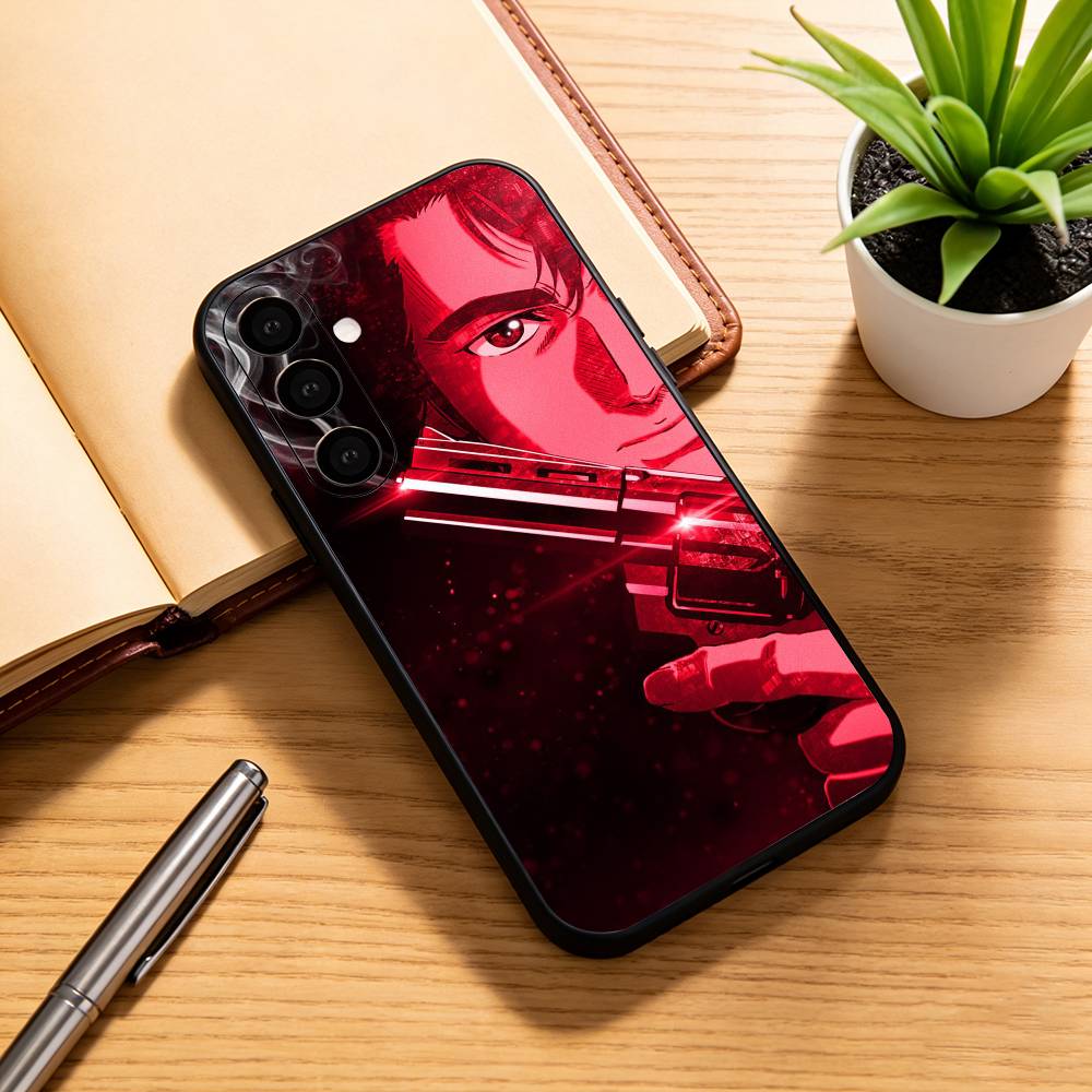 R-Retro City Hunter Comic Phone Case Black Silicone Soft For Samsung Galaxy A73,A72,A71,A70,A53,A52,A51
