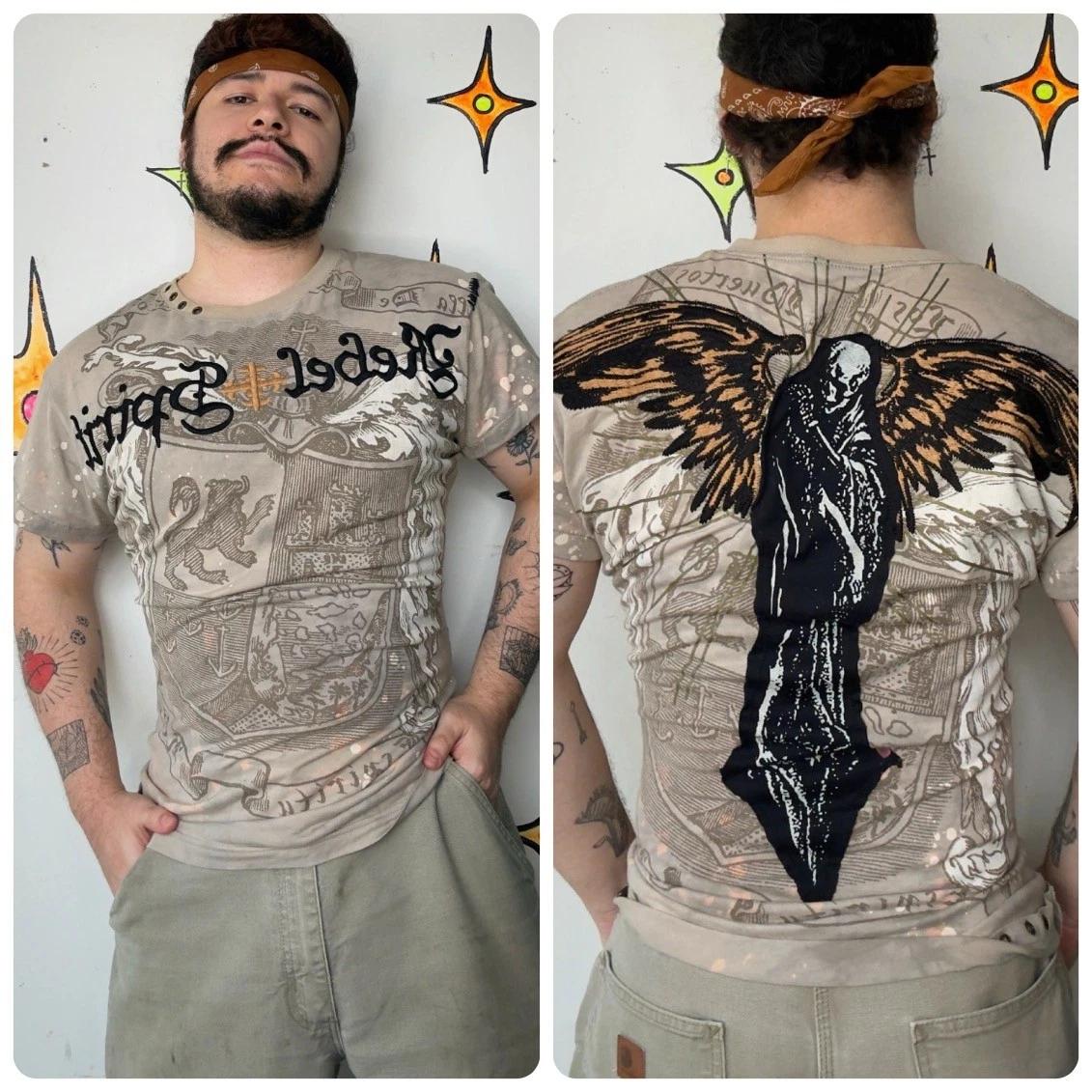 

Футболка с принтом Rebel Spirit Y2K Indie Sleaze Графическая футболка Streetwear XL XL