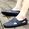 Summer New Men's Casual Hollow Breathable Doudou Shoes Comfortable, Light and Non-slip Hand-sewn Bag Head Sandals
