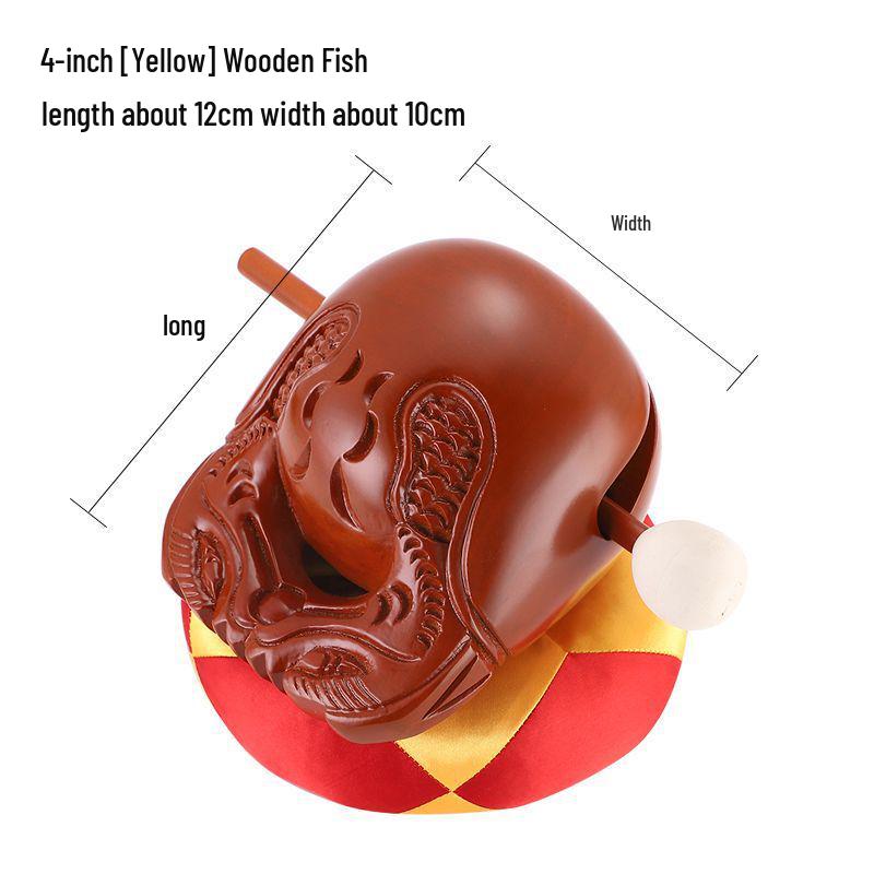 Camphor Wood Fish Percussion Instrument - Exquisitely Carved Solid Wood for Buddhist Chanting and Dharma Rituals