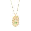 Feather Necklace Vintage Court Style Ladies Collarbone Chain Gemstone Demon'S Eye Pendant Ornament