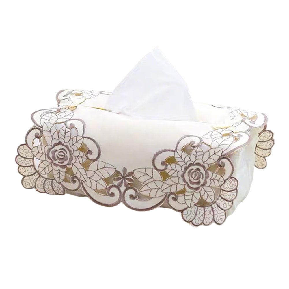 

Exquisite Vintage Lace Fabric Tissue Box Set of European Style Embroidery Pastoral Style Embroidery Fabric Tissues Box Set